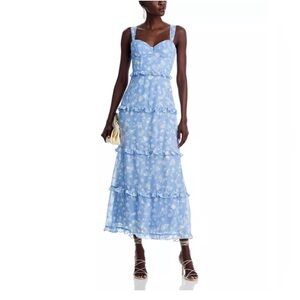 Aqua‎ Bustier Blue Floral Maxi Dress size Small
